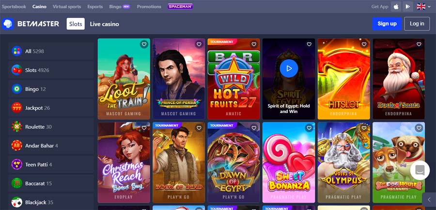 Bet Master slot section