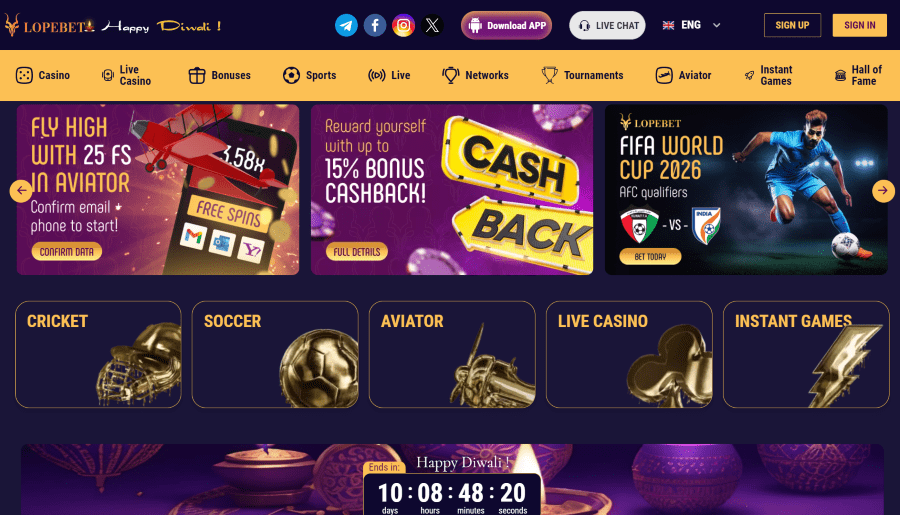 Variety of Popular Casino Games Available on Lopebet India