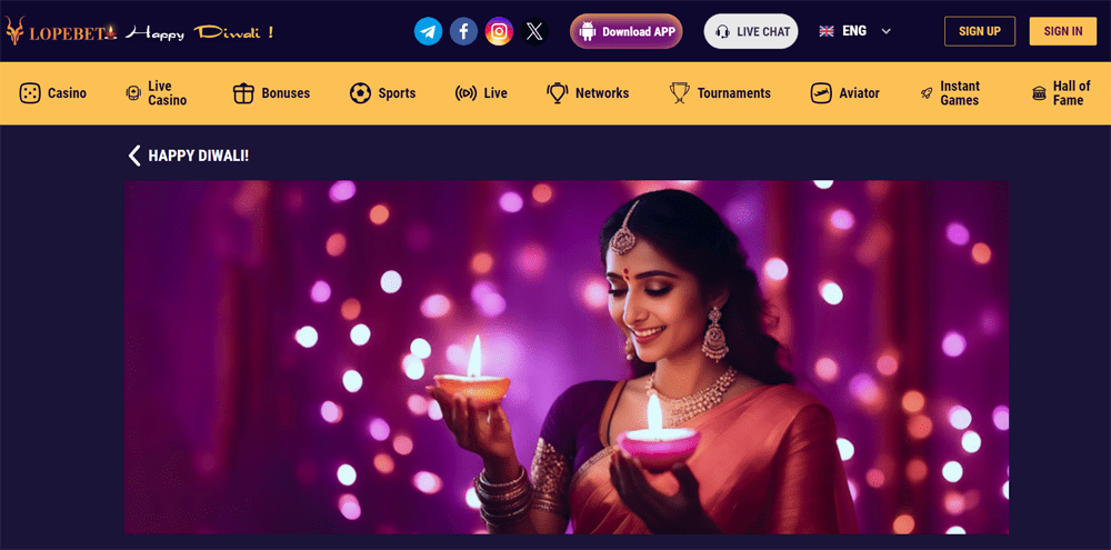Celebrate Diwali with Special Bonus Offers at Lopebet Casino