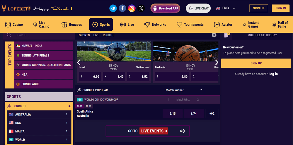 Wide Selection of Sports Betting Options Available at Lopebet Casino